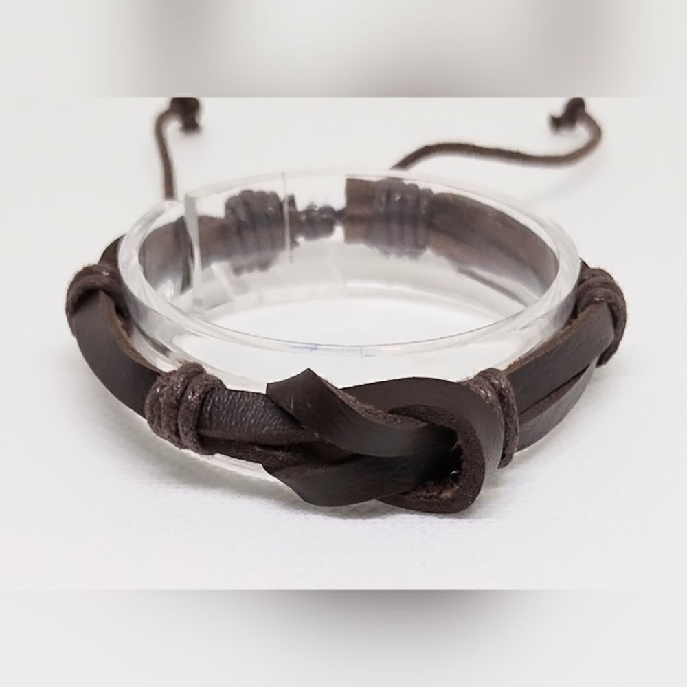Men's bracelet leather layered brown‎ new e38
